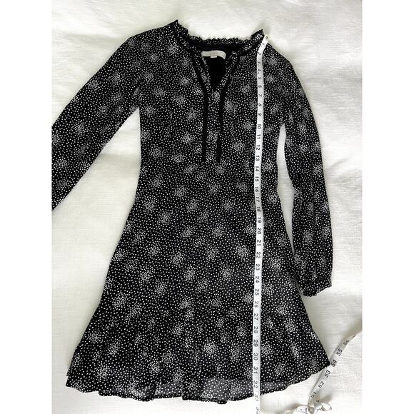 LOFT Women's Petit Mini Dress Long Sleeves Size 2P Black and White - Picture 7 of 11